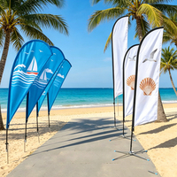 Drapeau de plage personnalisé en forme carrée ou rectangulaire avec base, vente en gros pour la publicité et la promotion d'événements en plein air