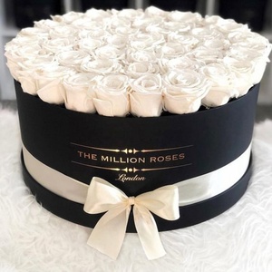 Custom Cardboard Round Tube Cylinder Flower Rose Packaging <b>Box</b> <b>Black</b> Round <b>Box</b> - Product Image 5
