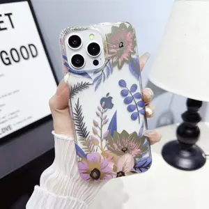 New Design IMD Flower Phone Case For Iphone 15 14 13 12 Luxury Tpu Brand Phone Case For Iphone 15 Pro Max