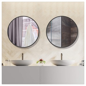 Round Wall Mounted Mirror Aluminum Alloy <b>Frame</b> Hinged Large Vanity Hanging Decorative Mirrors - Product Image 3