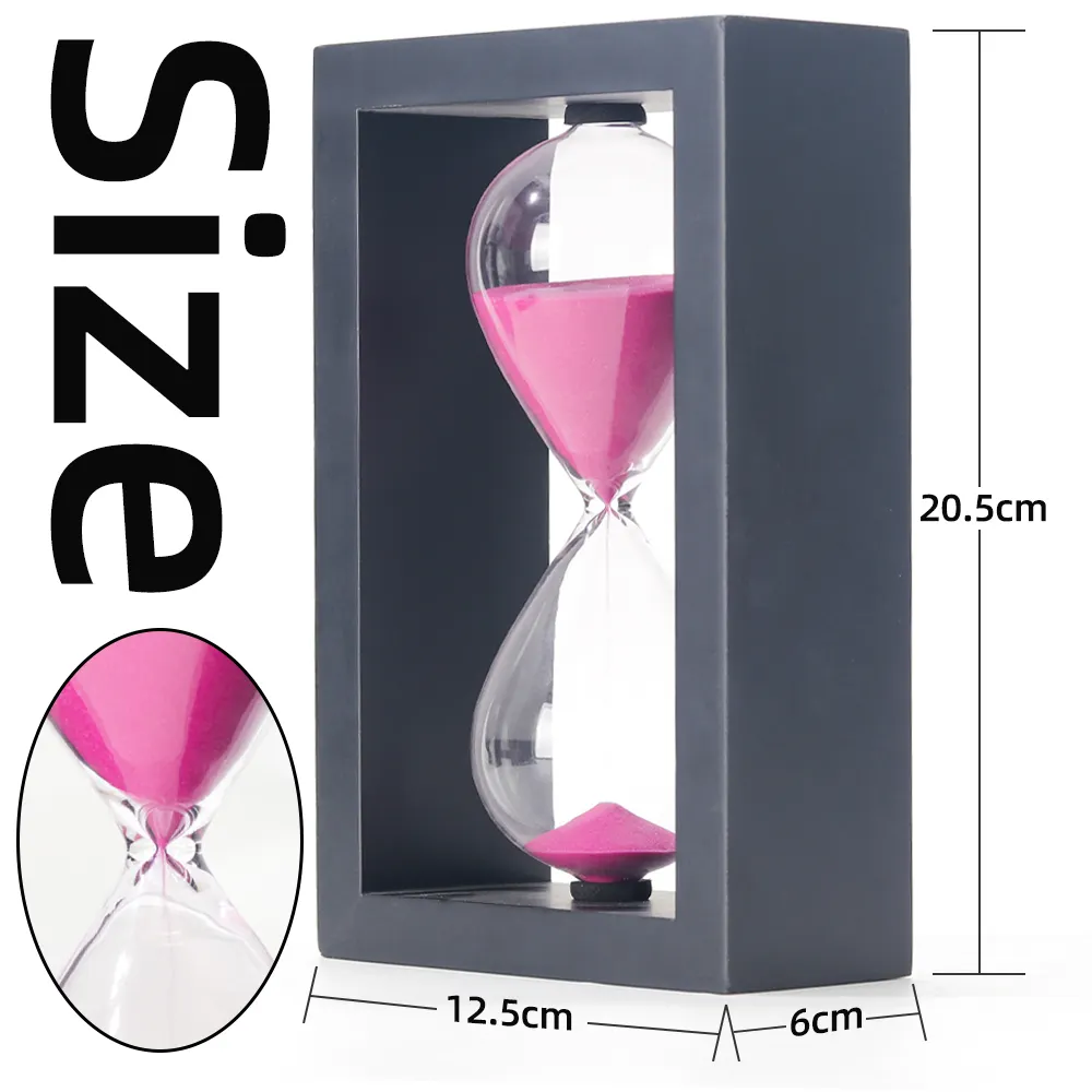 Bianco Nero Quadrato Cornice in Legno Clessidra di Sabbia Orologio di Sabbia Timer per Ufficio di Casa Caffè