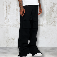Venta caliente Pantalones de mezclilla de pierna ancha personalizados Pantalones vaqueros de hombre negros sueltos apilados Nuevo estilo Pantalones vaqueros de ajuste holgado para hombres