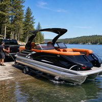Bateau ponton de luxe polyvalent de 22 pieds en aluminium, pour 12 personnes, avec pont familial, auvent Bimini, certifié CE, personnalisable, sports nautiques