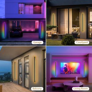 Outdoor WiFi APP Control LED Square Long Strip Wall <b>Light</b> IP65 Waterproof RGB for Porch & Garden - Product Image 4