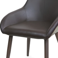 Chaise de salle à manger élégante en bois grainé avec structure métallique et revêtement en cuir PU massif pour l'hôtellerie