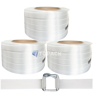 สายรัดโพลีเอสเตอร์คอมโพสิตแบบม้วน ขนาด 13 มม. 1/2 นิ้ว สำหรับงานหนัก ยี่ห้อ AAR USA DDP OEM จากโรงงาน ผลิตจากเส้นใยโพลีเอสเตอร์ ใช้สำหรับรัดสินค้าและยึดติดเพื่อความปลอดภัยในการขนส่ง - Product Image 1