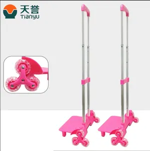 Customized 6 Climbing Stairs Wheels Folding Aluminum Telescopic Luggage Trolley Handle for Kids Schoolbag