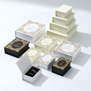Direct Manufacturer New <b>Book</b>-style Magnetic Flip-top Jewelry Packaging <b>Box</b> Bronzing Technique for Rings Earrings Necklaces - Product Image 1