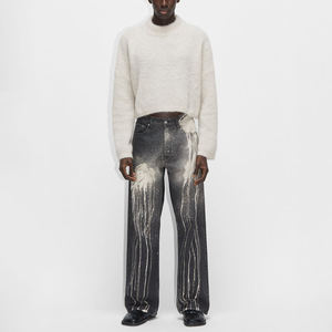 Logo personnalisé Oem Odm unisexe <span class=keywords><strong>pull</strong></span> court tricoté <span class=keywords><strong>pull</strong></span> de créateur hiver tricots <span class=keywords><strong>alpaga</strong></span> mohair <span class=keywords><strong>pull</strong></span> court moelleux pour hommes - Product Image 2