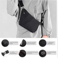 Tas Selempang Anti Maling QET1042 dengan Logo Custom, Tas Dada Satu Tali Bahu untuk Pria, Tas Selempang Multi Kantong Tipis untuk Perjalanan, Dompet untuk Wanita dan Pria