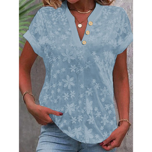 Camicia corta estiva RNSHANGER camicetta di <span class=keywords><strong>pizzo</strong></span> bianco Casual con taglio a occhielli Top ricamato che indossa camicetta da donna vuota - Product Image 4