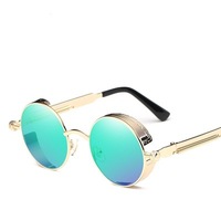 Nouvelles lunettes de soleil gothiques steampunk polarisées pour hommes et femmes, lunettes de soleil rétro rondes à monture métallique de haute qualité