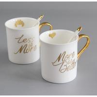 Tasses en céramique Chauffe-eau de chat en or avec impression de logo personnalisé Pipe magique Noël Bière émail blanc Ensemble tasse et assiette