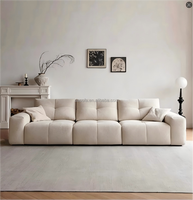 Canapé modulaire carré réglable de luxe, coussins en velours crème moelleux, meubles élégants et confortables pour le salon