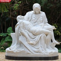 Statue de la Pietà en marbre, sculpture religieuse personnalisée pour les églises catholiques, sculpture de la Lamentation de Christ par Michel-Ange, YOUFINE