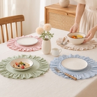 Set de table rond en tissu à volants, napperons isolants thermiques pour la maison, décorations de table à manger