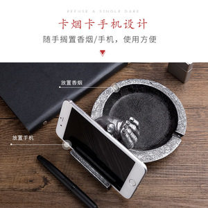 Creative Resin <b>Ashtray</b> Retro Hand Design Phone Holder For Office Home Decor - Product Image 2