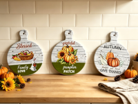 Sous-plat en céramique Citrouille, Rond avec Poignée, Résistant à la Chaleur, Décoratif Imprimé Ferme pour Thanksgiving, Protection de Table