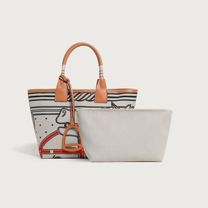 Túi đeo vai nữ Aima <span class=keywords><strong>2025</strong></span> thời trang thủ công, kiểu mở, chất liệu <span class=keywords><strong>canvas</strong></span> in họa tiết vườn, túi tote mới, túi đi chợ - Product Image 4