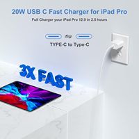 Cargador Rápido USB C PD20W para iPad Pro, Cargadores de Pared de Carga Rápida, Cable USB C a C para iPhone, Cargador de Pared para Móviles Apple