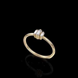 3 Stone <b>Dainty</b> Cut Natural Diamond 14k Solid Gold Classic Minimalist Wedding <b>Rings</b> OEM ODM Fine Jewelry Party Gift - Product Image 6