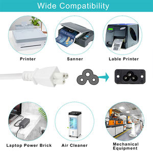 BS Custom White Black Power Extension Cords <b>3Pin</b> <b>Plug</b> to IEC C5 for Computer UK Standard - Product Image 3