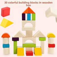Bloques de Construcción de Madera con Forma de Castillo, 40 Piezas, Tema de Animales y Naturaleza, Juguetes Educativos para Bebés y Niños de Jardín de Infancia, Unisex