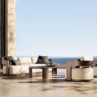 Ensemble de canapés modernes en alliage d'aluminium pour l'extérieur, imperméable et résistant au soleil, pour cour, jardin de loisirs, modèle de maison, villa, table basse