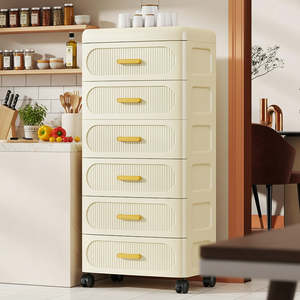 Meuble de rangement multifonctionnel à <span class=keywords><strong>6</strong></span> <span class=keywords><strong>tiroirs</strong></span> en <span class=keywords><strong>plastique</strong></span> avec roulettes, design moderne, pour vêtements et articles divers - Product Image 1