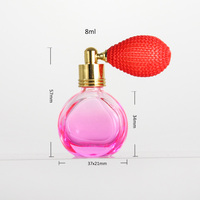 Atomiseur de parfum en verre rond plat rose de 50 ml avec bulbe rouge, flacon de parfum rechargeable