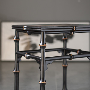 Bamboo Retro Square <b>Stool</b> Tea <b>Table</b> Handmade Framework Structure Home <b>Stool</b> Ottoman - Product Image 4