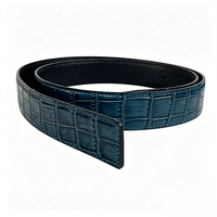 Ceinture pour homme en cuir de crocodile, style automatique, largeur 3,5 cm, en cuir de boeuf, décontractée, avec boucle en acier
