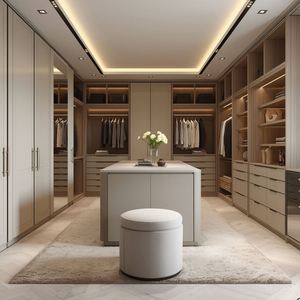 Placard modulaire en aluminium métallique personnalisé de luxe minimaliste moderne avec système de poteaux lumineux pour salon chambre principale - Product Image 4