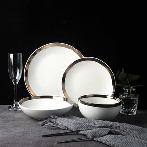 Assiettes plates en <span class=keywords><strong>porcelaine</strong></span> nordique en céramique blanche old rim pour restaurant <span class=keywords><strong>de</strong></span> mariage - Product Image 2