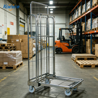 Kainan Plateforme de stockage industrielle logistique en treillis d'acier, démontable sur trois côtés, pliable et roulante, galvanisée