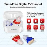 Amplificador de Audición Portátil Mini Recargable de Bolsillo, Potenciador de Sonido para Pérdida Auditiva Severa (Par)