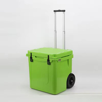 LIHENG 45L Geïsoleerde Lekvrije Draaibare Koelbox Draagbare Koelbox Thermgevormde Koelbox met Wielen voor Visuitrusting