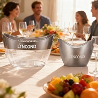 Seau à glace ovale rond de 3,5 L avec éclairage LED, étanche, pour champagne, bière, vin, boissons, idéal pour les clubs, les mariages, les fêtes à domicile
