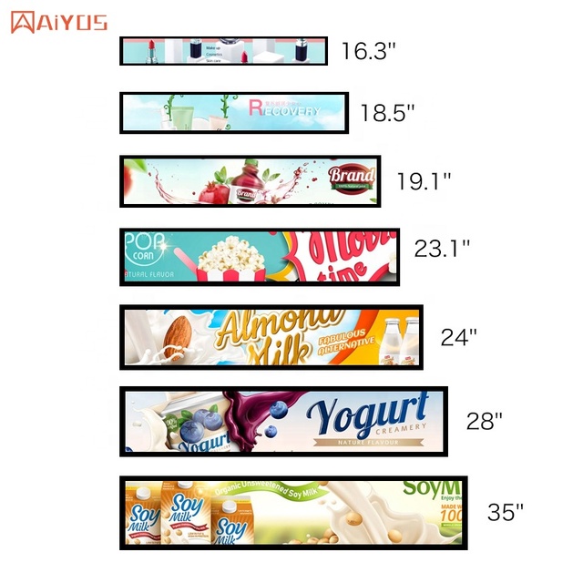 24 Inch High Brightness Android 8.1 Stretched Bar Ultra Wide Screen Digital Totem LCD Display for Shelf Edge