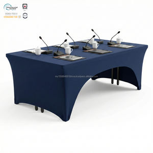 Housse de table extensible en polyester blanc de 6 pieds, résistante à l'eau, lavable, durable et personnalisable pour hôtels et banquets – Économie de temps et d'effort - Product Image 1