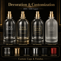 Flacon de parfum portable en verre de 50 ml, format voyage, avec bouchon à vis, cylindrique, réutilisable, atomiseur à pulvérisation fine, logo personnalisé