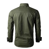 Nouvelle Arrivée Chemise de Travail Utilitaire Homme Vintage en Popeline Anti-Plis à Double Poche Manches Longues Décontractée Boutonnée pour Randonnée et Camping en Extérieur
