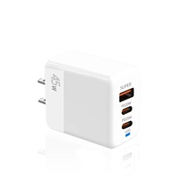 Chargeur rapide USB-C PD et QC3.0 45W avec 2 ports Type-C + USB pour iPhones, compatible avec les prises EU/US/UK