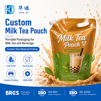 Pochettes personnalisées pour thé au lait 1000 ml, portables, avec bec verseur et poignée, pour fournisseurs de boissons à emporter