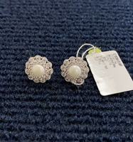 OEM 925 Silber Blumen-Ohrringe mit Imitationsperlen und Zirkonia, Retro Braut-Hochzeits-Ohrringe, Damen-Ohrringe Großhandel