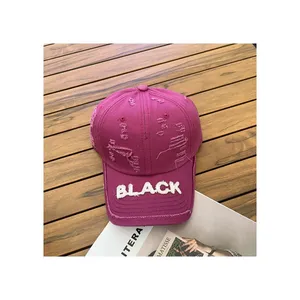 Spring and autumn pure color washed holes light plate render baseball cap outdoor travel sun protection sports cap