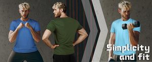 เสื้อยืดคอกลมสำหรับผู้ชายรัดรูปสำหรับออกกำลังกายในยิมแห้งเร็วและมีความชื้น - Product Image 6