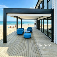 Pergola Électrique à Lames Orientables en Alliage d'Aluminium - Étanche et Isolée pour Jardin, Aménagement Paysager, Villa, Jardin de Loisirs et Cours Extérieures