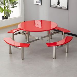 Dingyue Stainless Steel Canteen Table Set 8 Person <b>Square</b> Dining Table With Benches For School And Company Use - Product Image 3