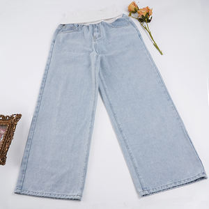 Jeans décontractés à jambe droite pour femmes |   Pantalon en jean respirant et écologique, coupe ample, taille basse, avec ceinture à surpiqûres contrastées - Product Image 6